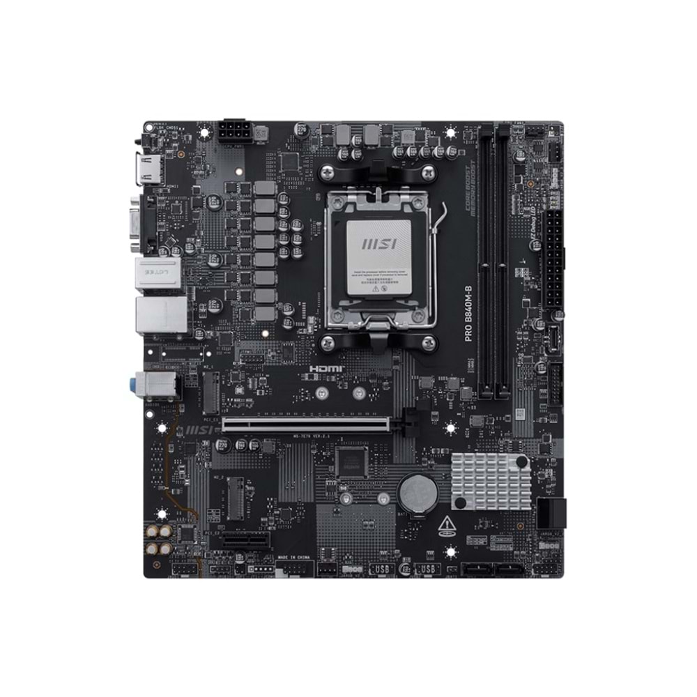 MSI PRO B840M-B AM5 DDR5 8000MHZ(OC) HDMI VGA 2X M.2 USB 5 GBS 2.5G LAN MATX
