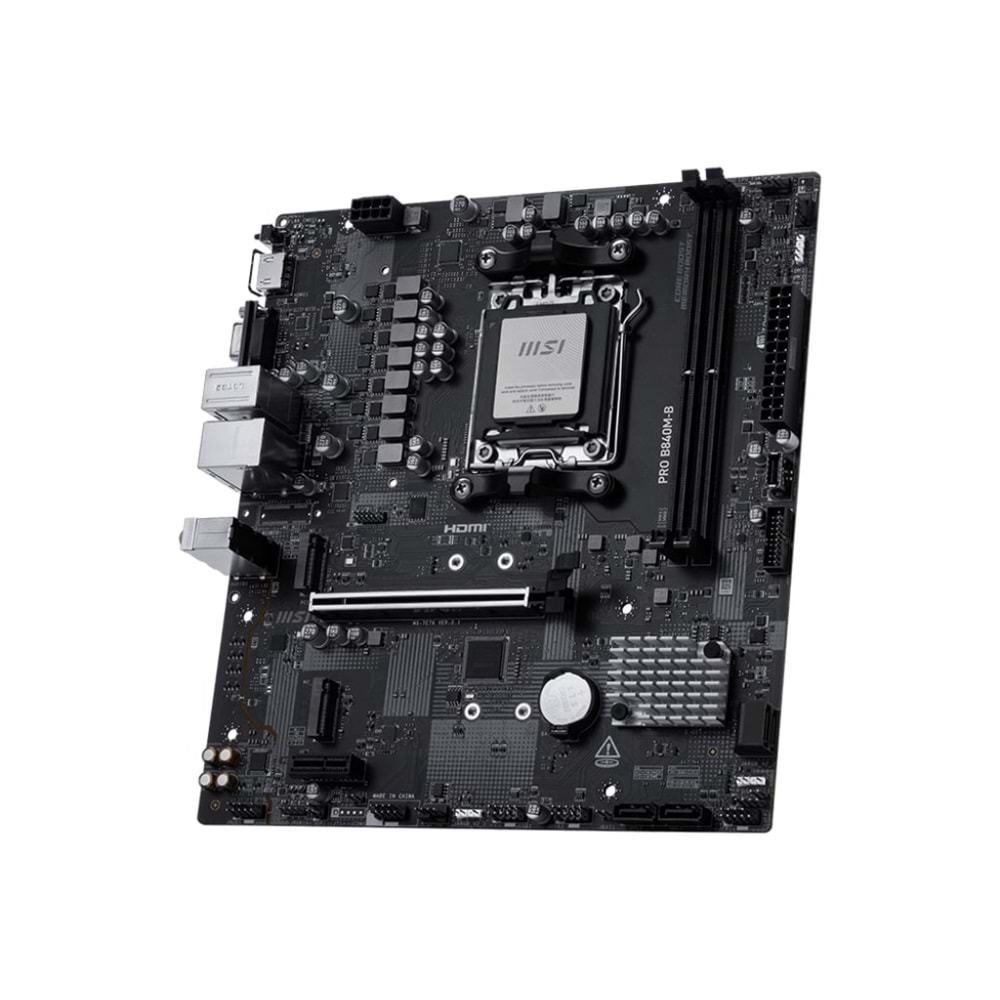 MSI PRO B840M-B AM5 DDR5 8000MHZ(OC) HDMI VGA 2X M.2 USB 5 GBS 2.5G LAN MATX
