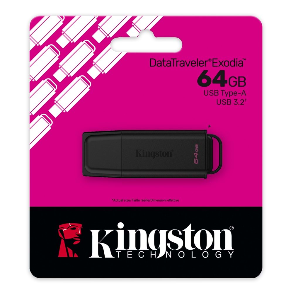Kingston 64GB Portable USB 3.2 Gen 1 DataTraveler Exodia Black