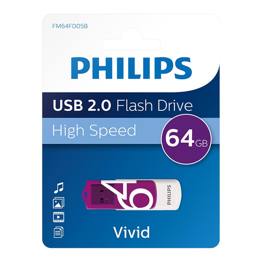 PHILIPS 64GB USB 2.0 25/10MB/S FM64FD05B/00