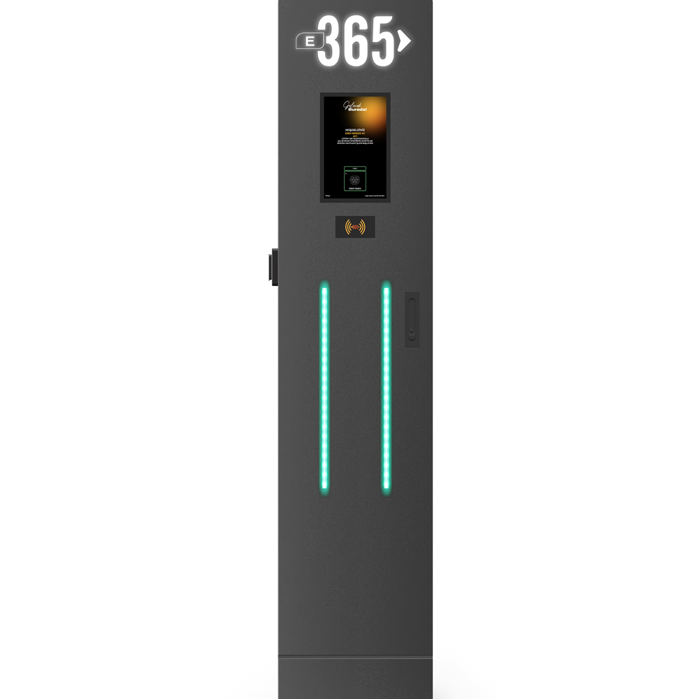 E 365 AC Dikili Tip 8 İnç Ekranlı MID Sayaçlı Tek Soketli RFID 22kW Şarj İstasyonu