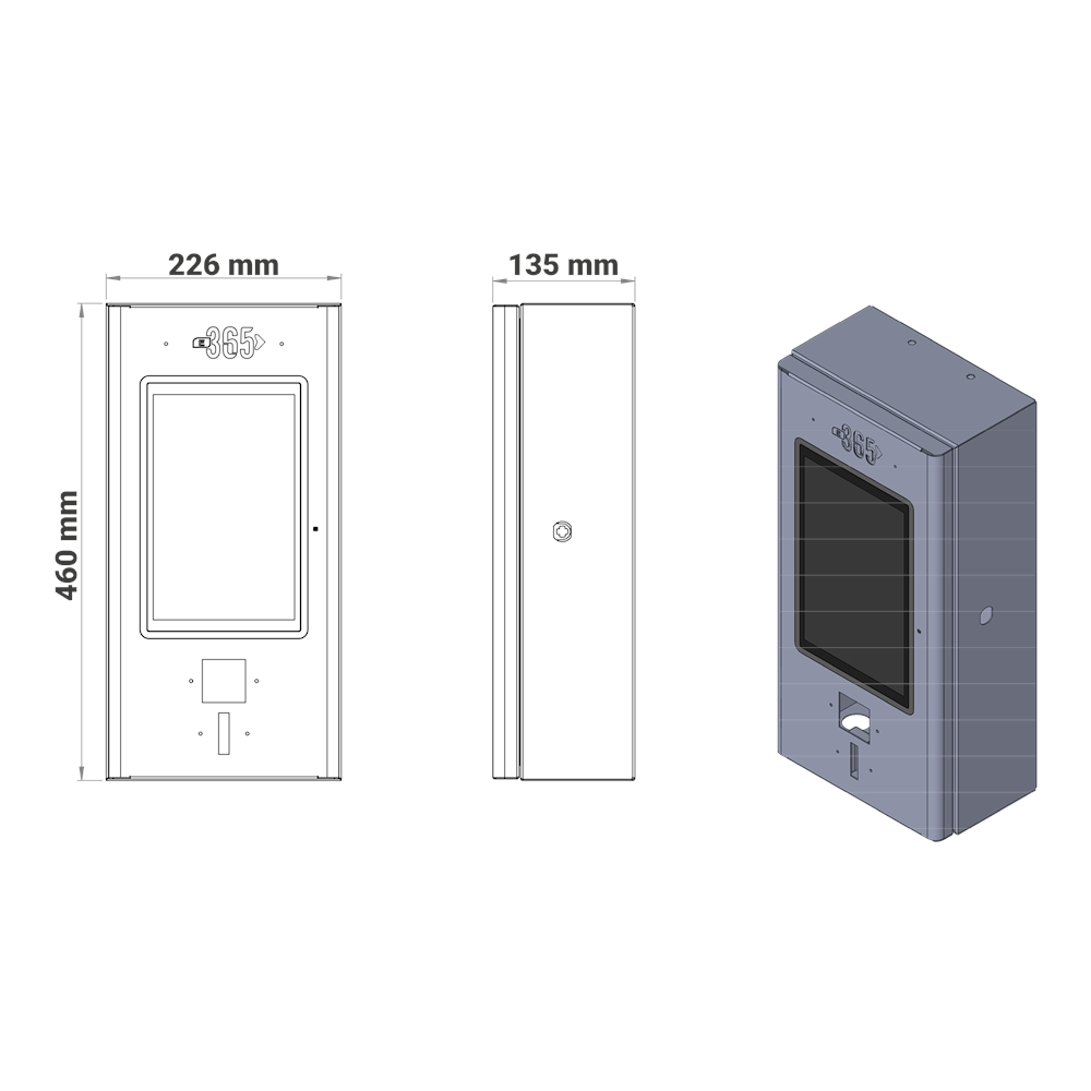 E 365 AC Duvar Tip 10 İnç Ekranlı MID Sayaçlı Tek Soketli RFID 22kW Şarj İstasyonu (Bireysel ve Ticari Kullanıcı)