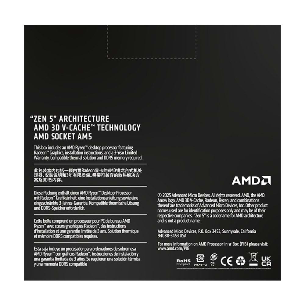 AMD RYZEN 9 9950X3D2 Dual Edition 4.30GHZ BOXWOF