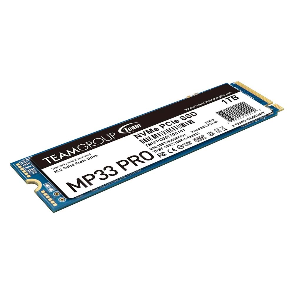 Team MP33 Pro 1TB 3500/3000MB/s NVMe PCIe Gen3x4 M.2 SSD Disk (TM8FPD001T0C101)
