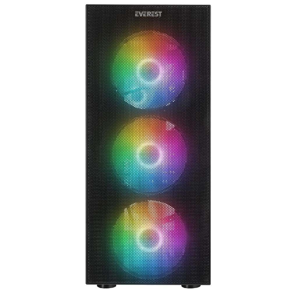 Everest FACED V5 Mesh 600W RGB Siyah Gaming Kasa
