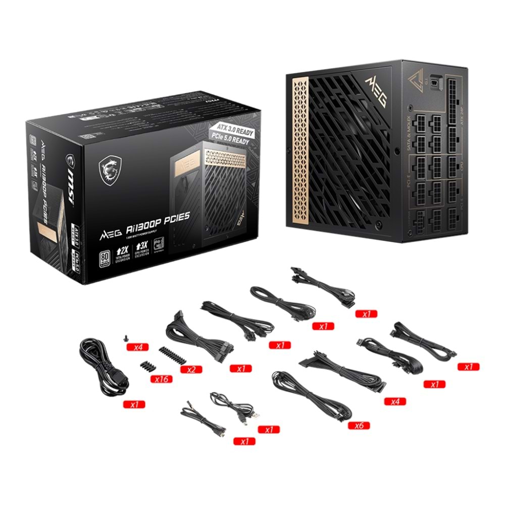 MSI MEG AI1300P PCIE5 1300W 80+ PLATINUM PSU