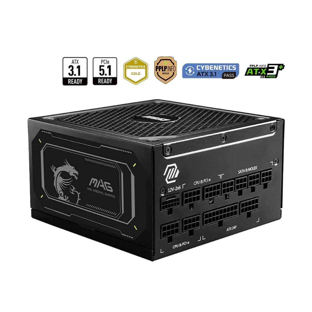 MSI MAG A1000GL PCIE5 II 1000W 80+ GOLD SİYAH FULL MODULER GÜÇ KAYNAĞI