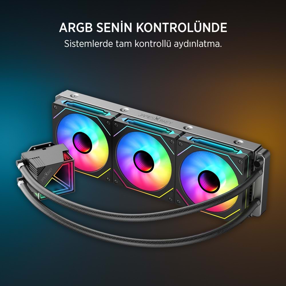 James Donkey Lugis JDC360 ARGB 360mm Siyah Sıvı İşlemci Soğutucu AM5 ve LGA1700 Uyumlu