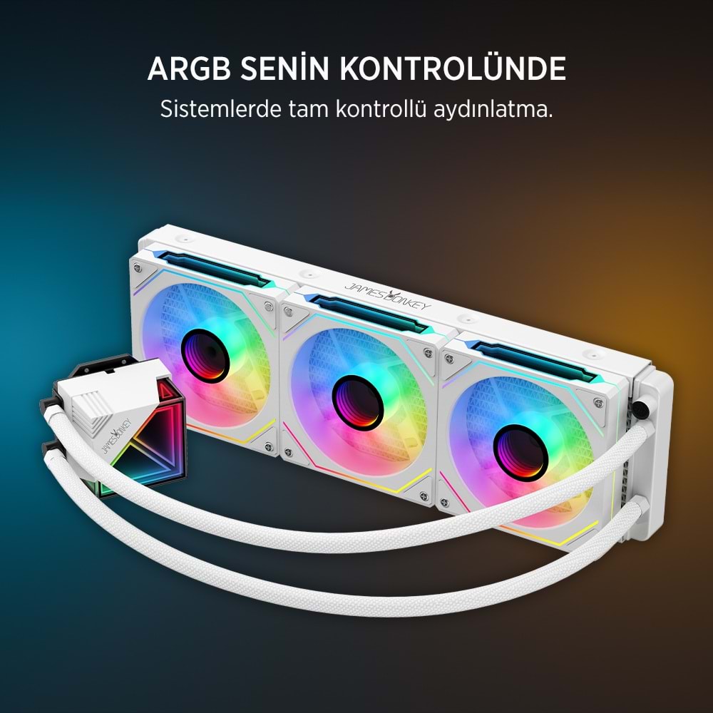 James Donkey Lugis JDC360 ARGB 360mm Beyaz Sıvı İşlemci Soğutucu AM5 ve LGA1700 Uyumlu
