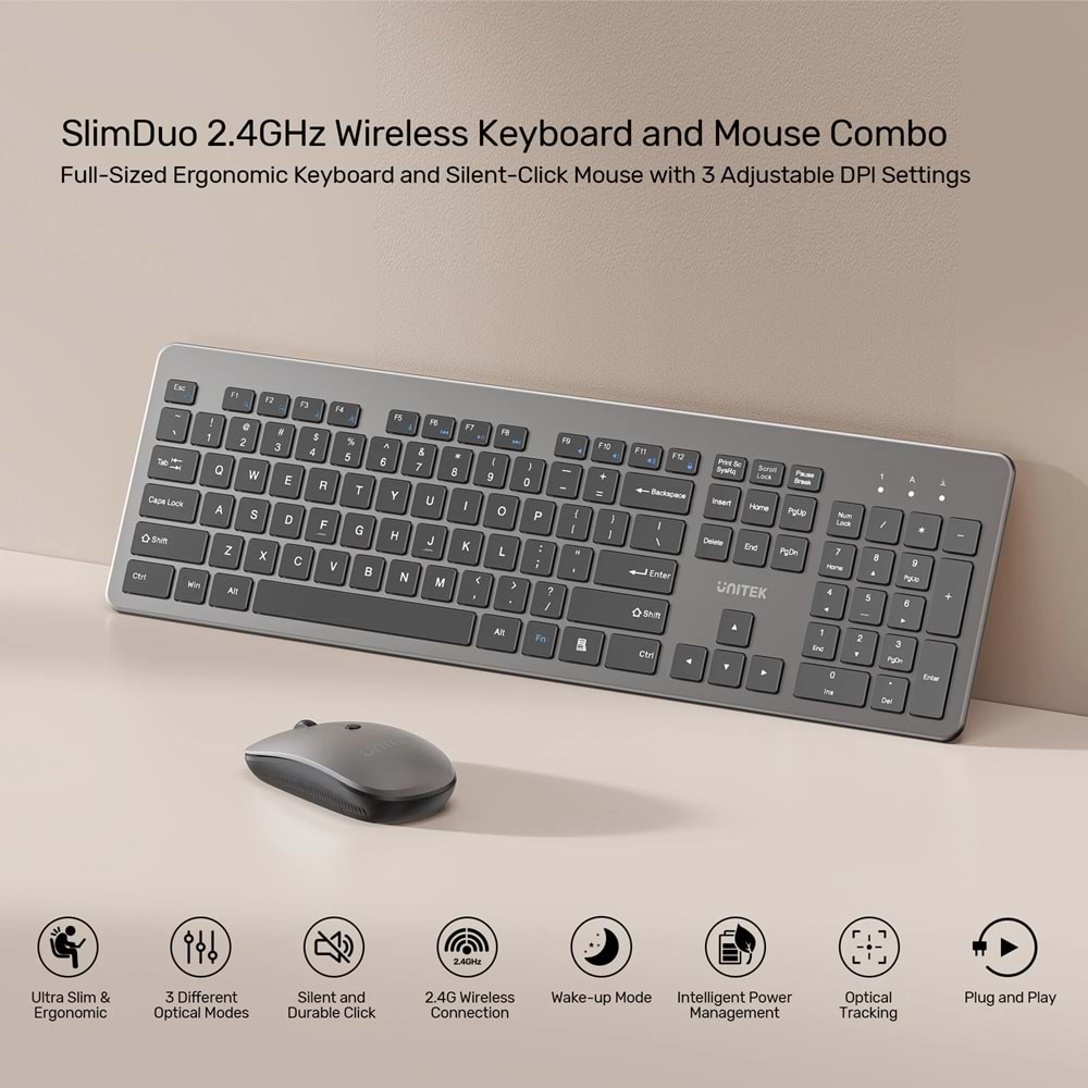 UNITEK SLIMDUO 2.4GHZ KLAVYE SETI (T054AGY01-US)