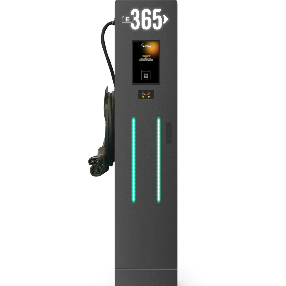E 365 DC Dikili Tip 10 İnç Ekranlı MID Sayaçlı Tek Kablolu RFID 30kW Şarj İstasyonu (Bireysel ve Ticari Kullanıcı)