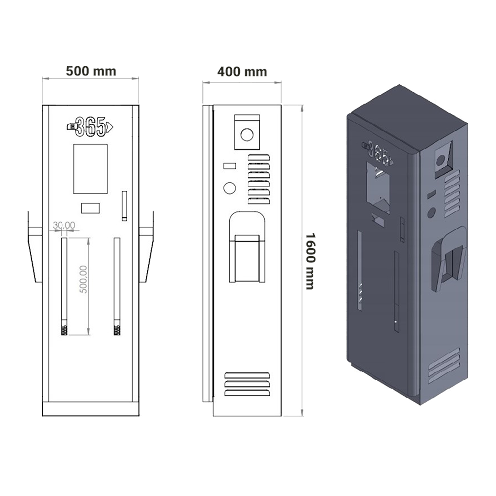 E 365 DC Dikili Tip 10 İnç Ekranlı MID Sayaçlı Çift Kablolu RFID 80kW Şarj İstasyonu