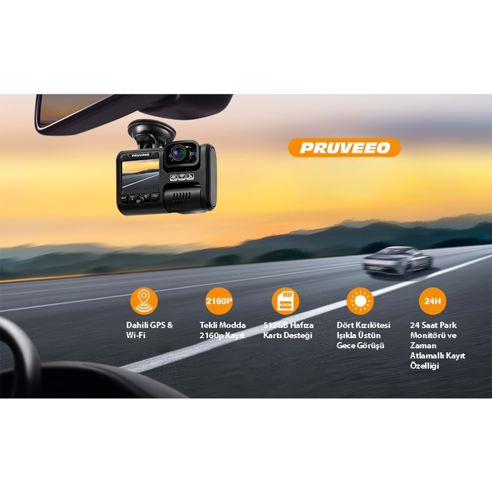 PRUVEEO D30 WI-FI 4K ARAC KAMERASI