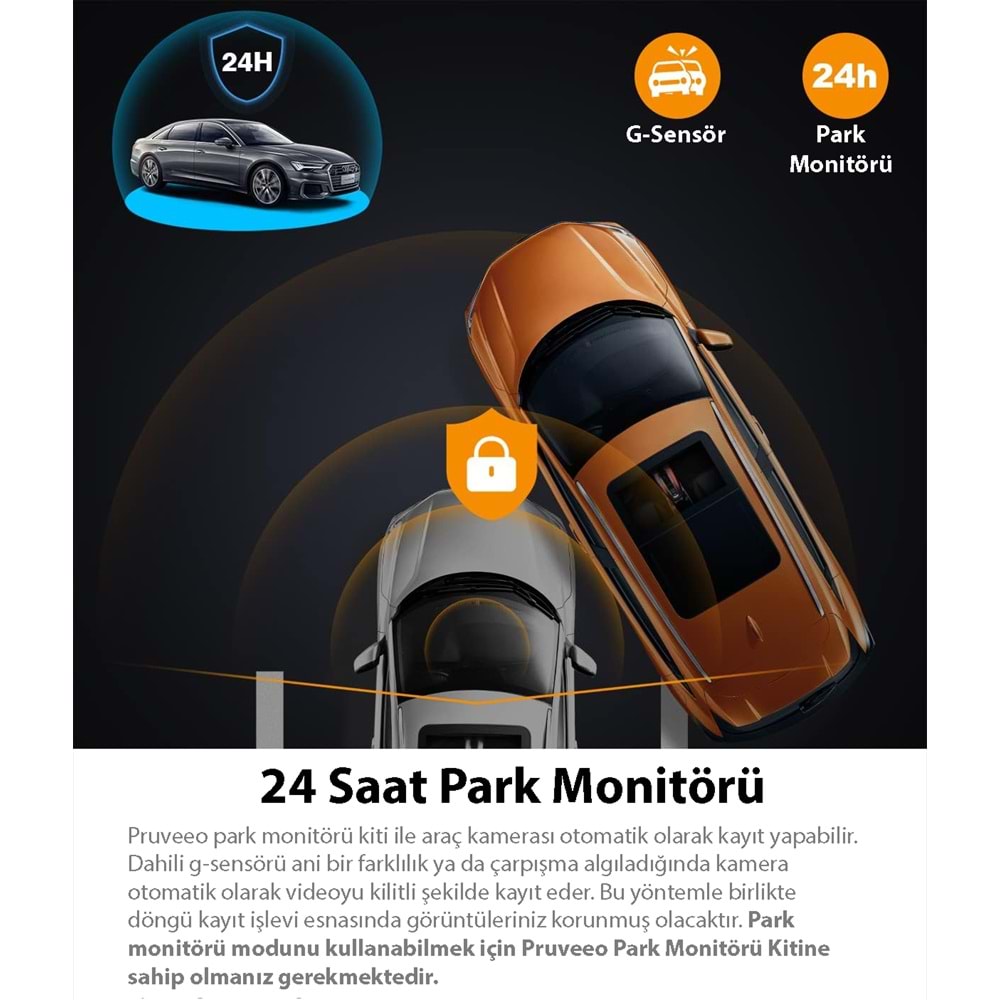 PRUVEEO D30 WI-FI 4K ARAC KAMERASI