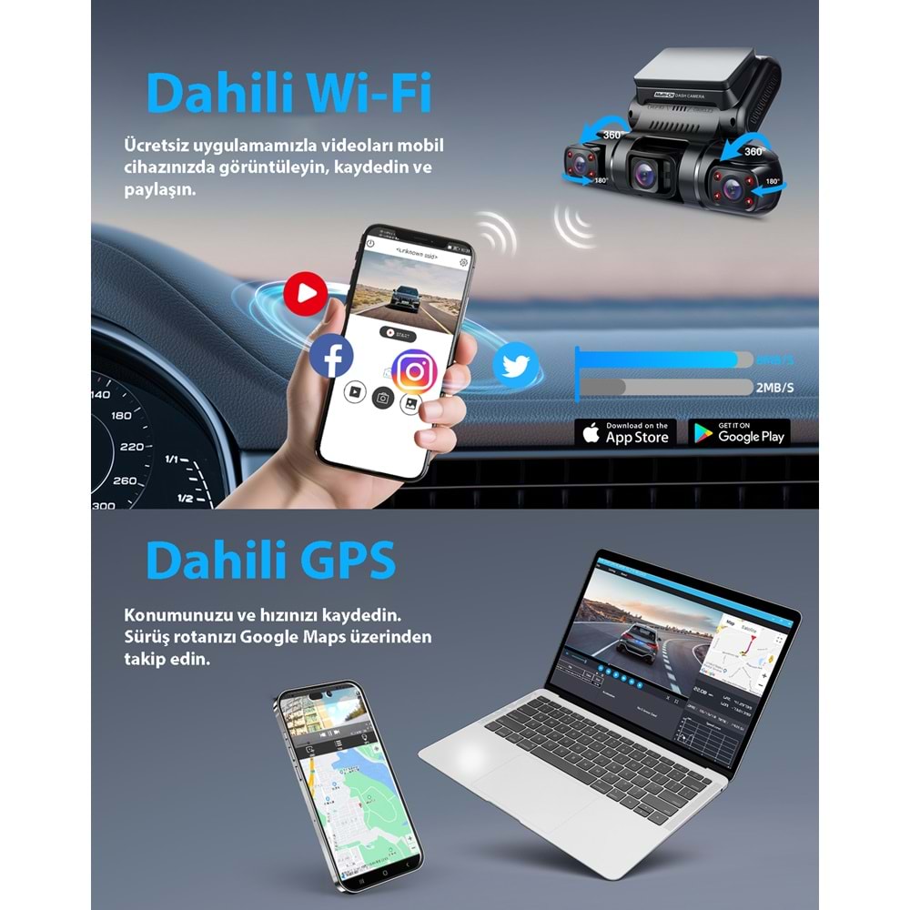 PRUVEEO D90-4CH FHD WI-FI GPS + 128GB SD KART KAME