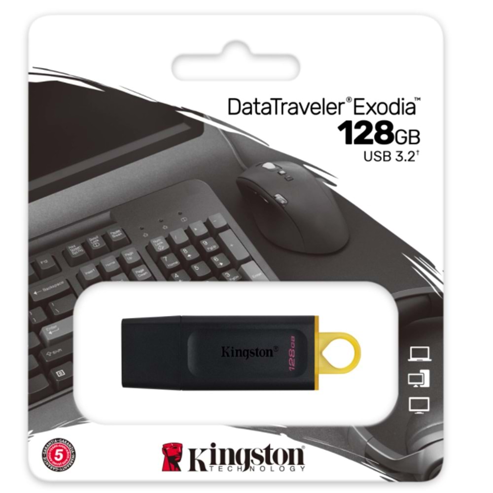 Kingston 128GB USB 3.2 Exodia DataTraveler (Black + Yellow)