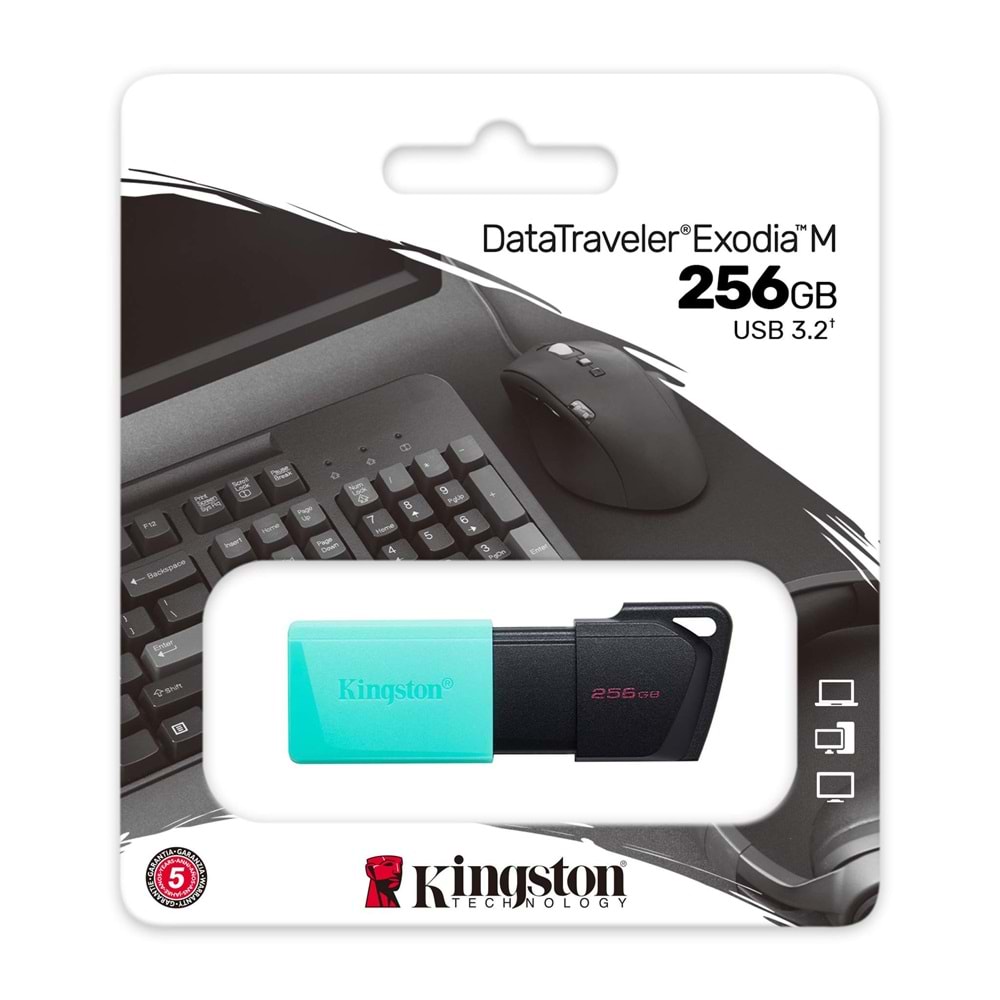 256GB USB 3.2 Gen 1 DataTraveler Exodia M (Black + Teal)