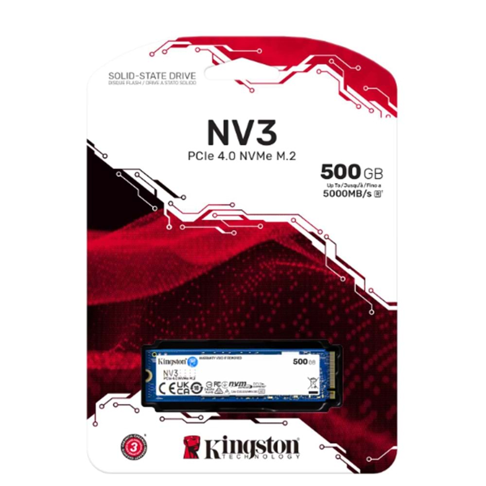 Kingston 500GB NV3 M.2 2280 PCIe 4.0 NVMe SSD