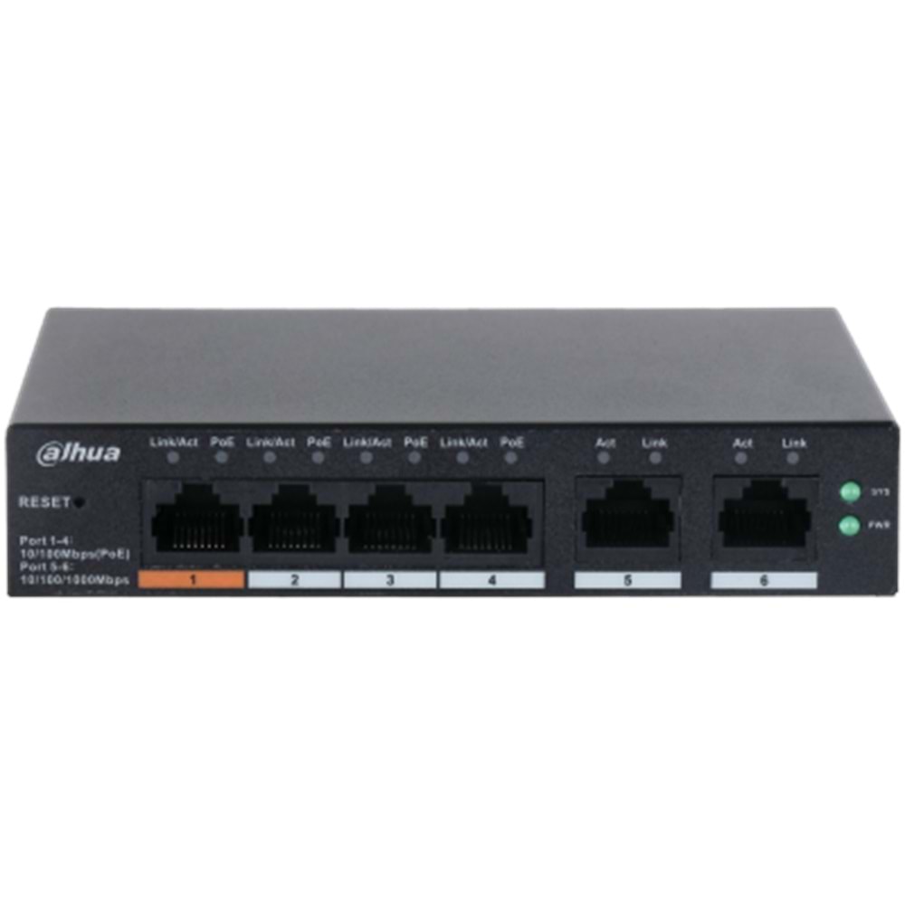 DAHUA CS4006-4ET-60 4 PORT 4XGE-2XGE YÖNETİLEBİLİR 60W POE SWİTCH