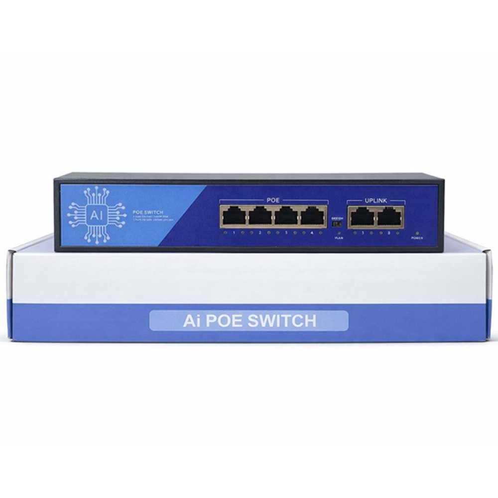 EZCOOL EZ-04PSF-FG 4PORT 4GE+2GE F.GİGABİT POE SWİTCH 65W