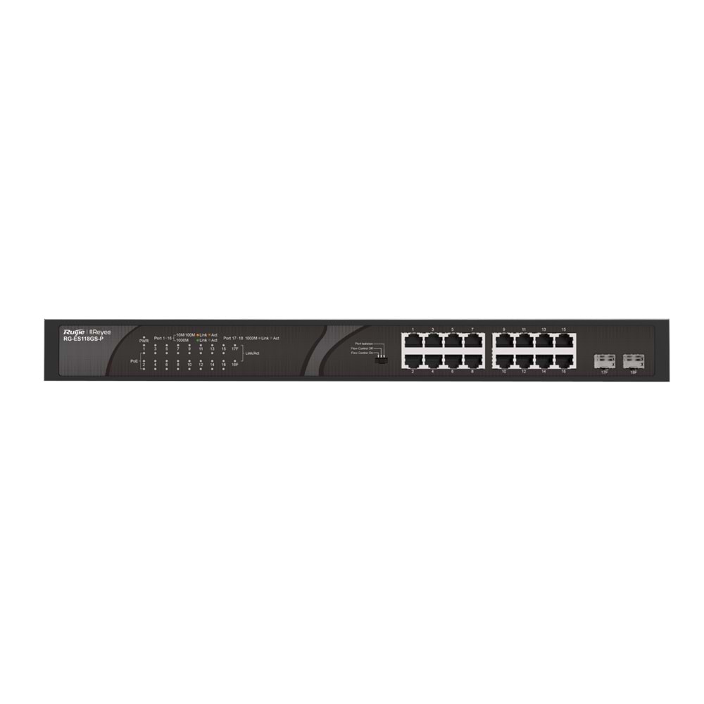 RUİJİE-REYEE RG-ES118GS-P 16XGE 2XGE F.GİGABİT 247W POE SWİTCH