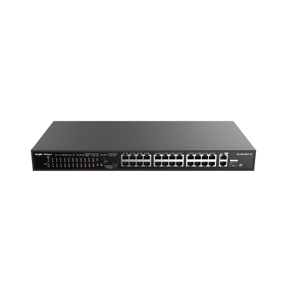 RUİJİE-REYEE RG-ES126S-P V2 24XFE-2XGE/1XGE SFP 370W POE SWİTCH