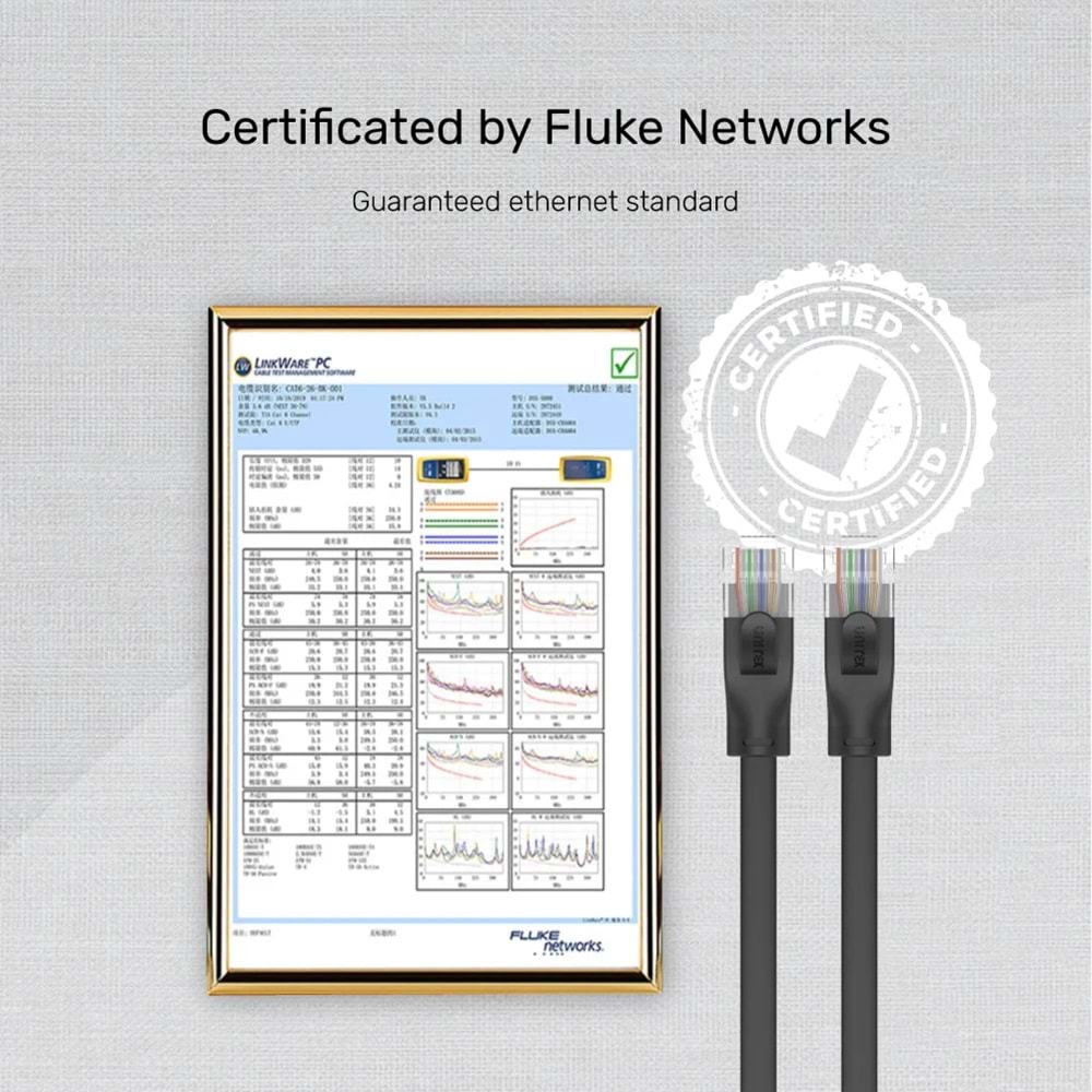UNITEK CAT6 PATCH KABLO 20MT FLAT 1GBPS, SİYAH (C1815GBK)