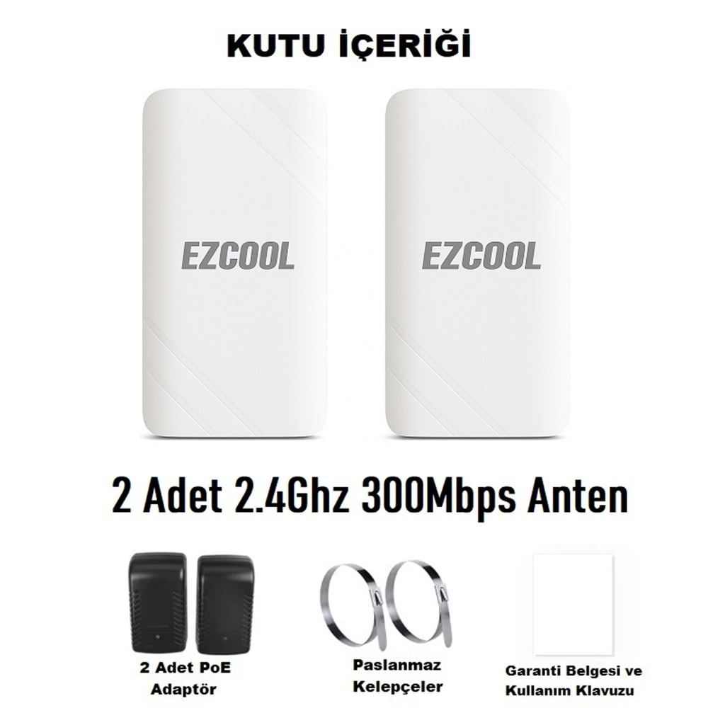 EZCOOL EZ-W240AN DIŞ ORTAM (2.4GHz 300Mbps 1KM) ACCESS POİNT