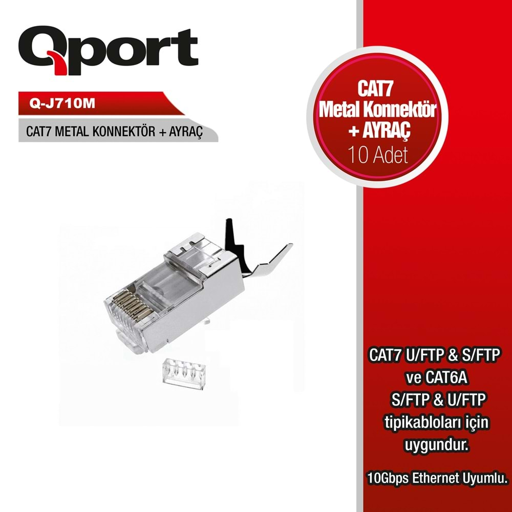 QPORT Q-J710M CAT7 KONNEKTÖR VE AYRAÇ 10 ADET