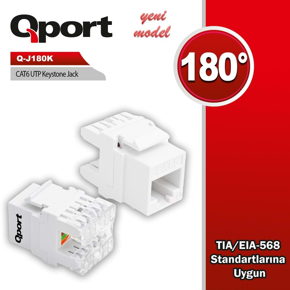 QPORT Q-J180K CAT6 180 DERECE KEYSTONE JACK