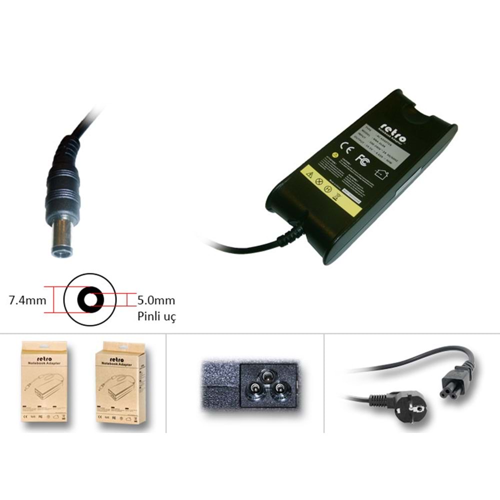 RETRO Dell 90W Pinli Uç Notebook Adaptör RNA-DL04