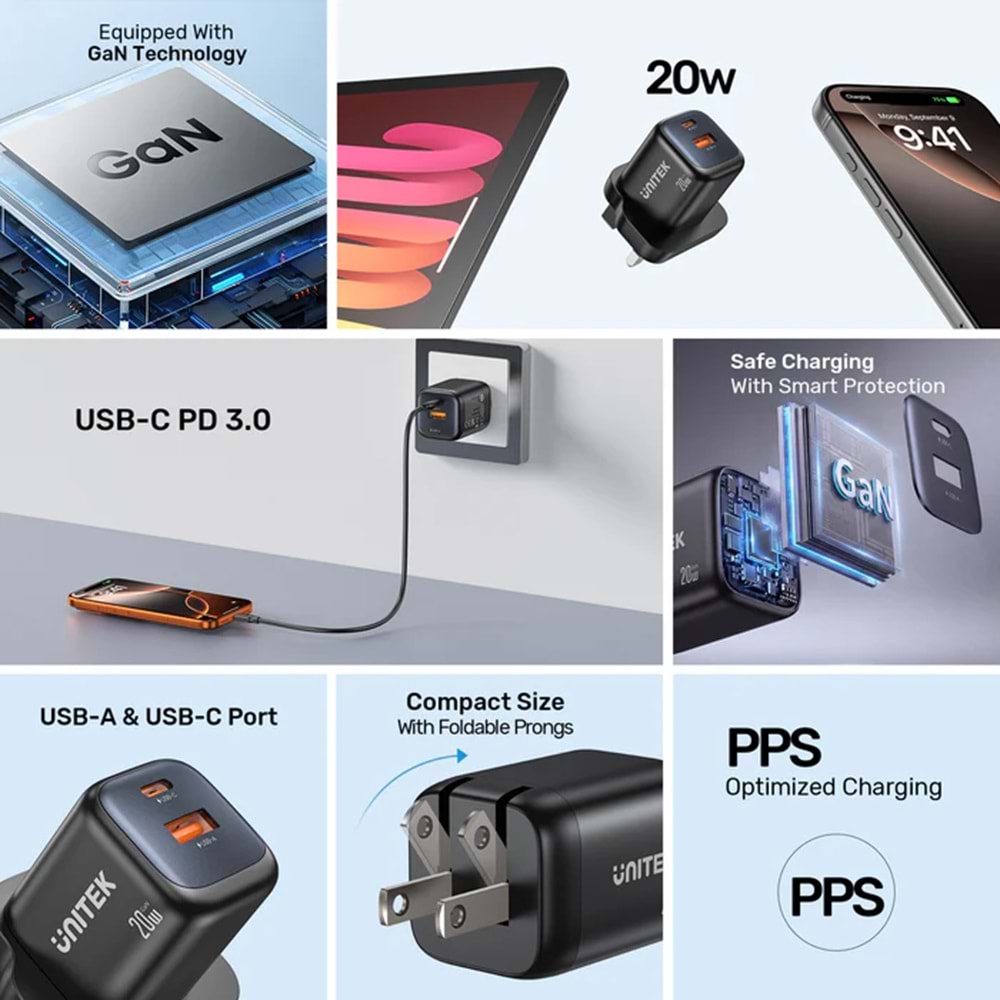 UNITEK 20W HIZLI SARJ CIHAZI (P1128ABK01-EU)