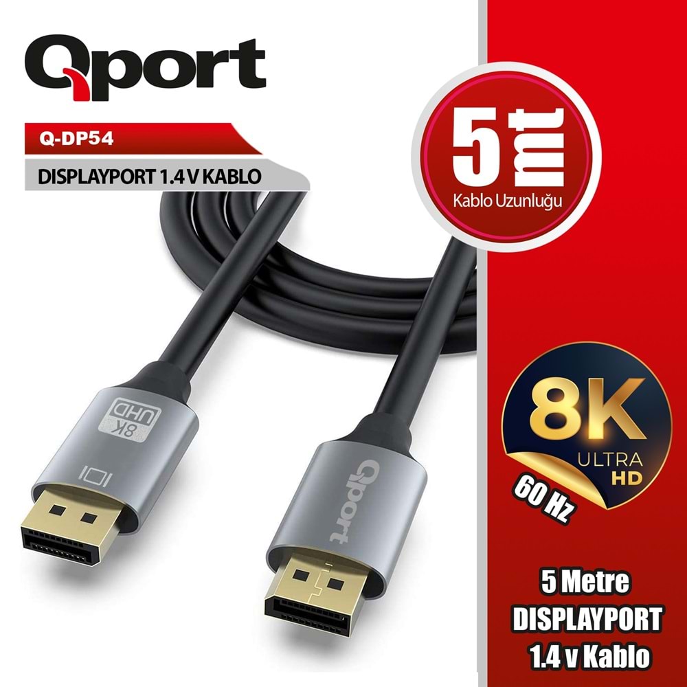 QPORT Q-DP54 DISPLAY PORT 1.4V 5MT KABLO