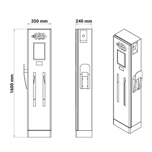 E 365 AC Dikili Tip 10 İnç Ekranlı MID Sayaçlı Tek Soketli RFID 22kW Şarj İstasyonu