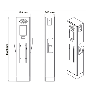E 365 AC Dikili Tip 10 İnç Ekranlı MID Sayaçlı Çift Kablolu RFID 22kW Şarj İstasyonu
