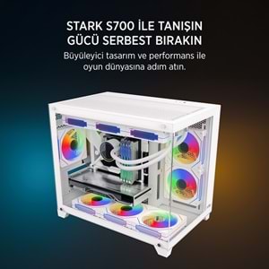 James Donkey Stark S700 3xARGB Temperli Cam mATX Beyaz Gaming (Oyuncu) Kasa