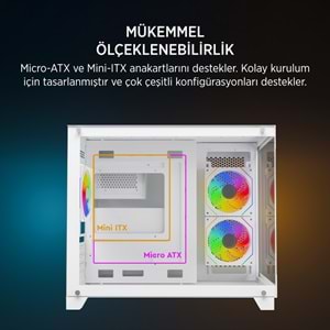 James Donkey Stark S700 3xARGB Temperli Cam mATX Beyaz Gaming (Oyuncu) Kasa