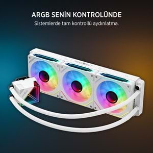 James Donkey Lugis JDC360 ARGB 360mm Beyaz Sıvı İşlemci Soğutucu AM5 ve LGA1700 Uyumlu