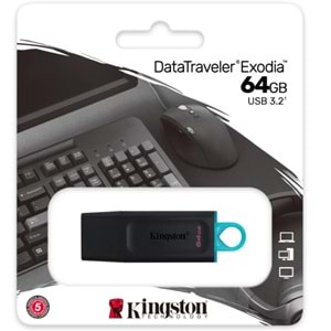 Kingston 64GB USB 3.2 Exodia DataTraveler Exodia (Black + Teal)