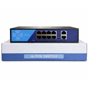 EZCOOL EZ-08PSF-FG 8PORT 8GE+2GE F.GİGABİT POE SWİTCH 120W