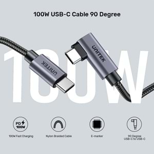 UNITEK 90D USB-C SARJ KABLOSU 1M 100W (C14123BK-1M)