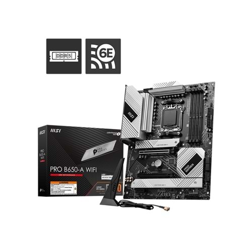 MSI PRO B650-A WIFI AM5 DDR5 7600MHZ(OC) HDMI DP 3x M.2 USB 20 Gbps 2.5G LAN WI-FI 6E ATX