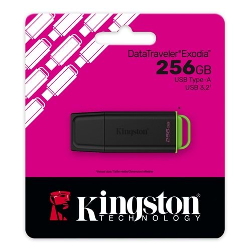 Kingston 256GB Portable USB 3.2 Gen 1 DataTraveler Exodia Black/Green
