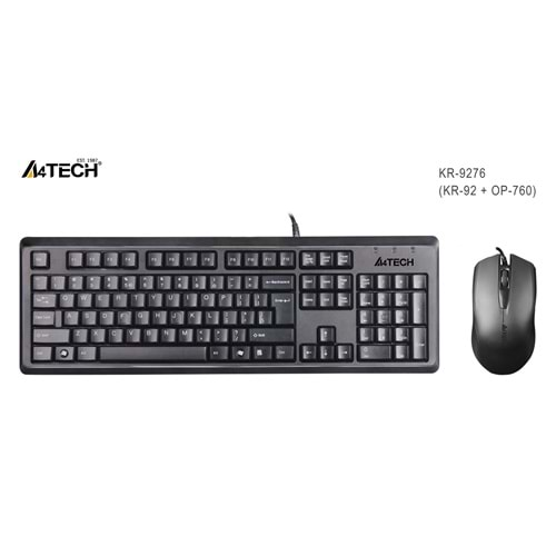 A4 TECH KR-9276 Q USB STANDART KLAVYE+OPTİK MOUSE