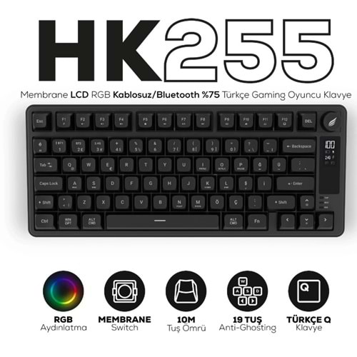 HAWK GAMING HK258B MEMBRANE LCD RGB KABLOSUZ BLUET