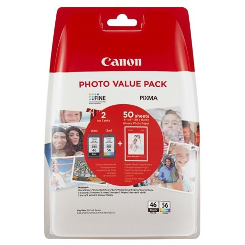 CANON PG-46-CL56 2Lİ KARTUŞ + 50 ADET FOTOĞRAF KAĞIDI