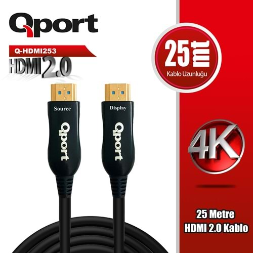 QPORT Q-HDMI253 HDMI 2.0 V ALTIN UÇLU KABLO 25 MT