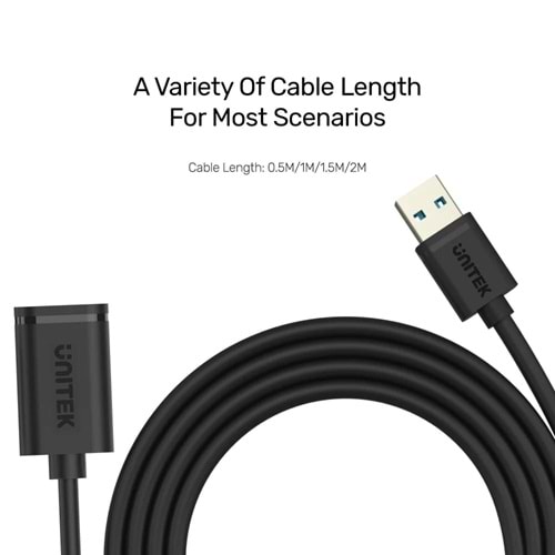 UNITEK USB3.0(M) TO USB3.0(F) UZATMA KABLO 1.5MT 5GBPS (Y-C459GBK)