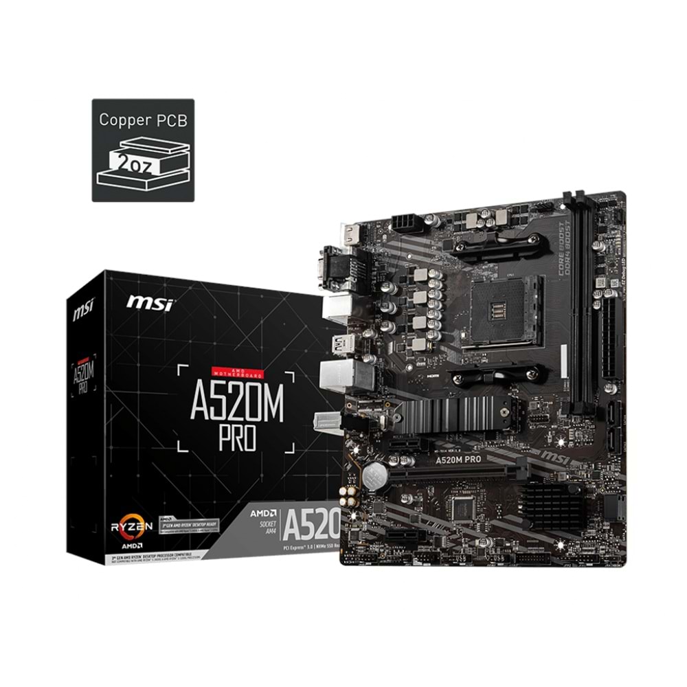 MSI A520M PRO DDR4 4600/1866Mhz M.2 MATX AM4