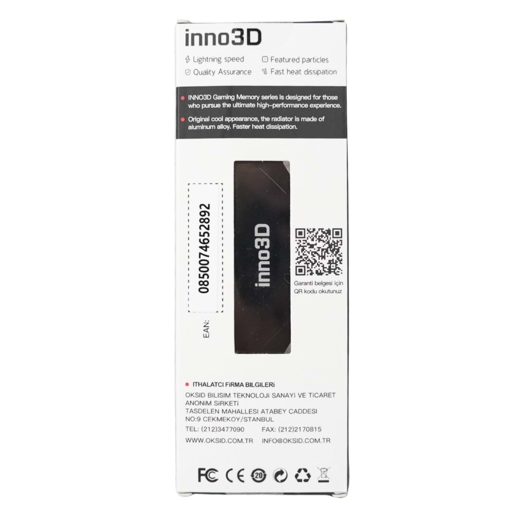 16GB DDR5 INNO3D 5600MHz CL46 I3D5U16GC4656MM-H UDIMM SOĞUTUCULU